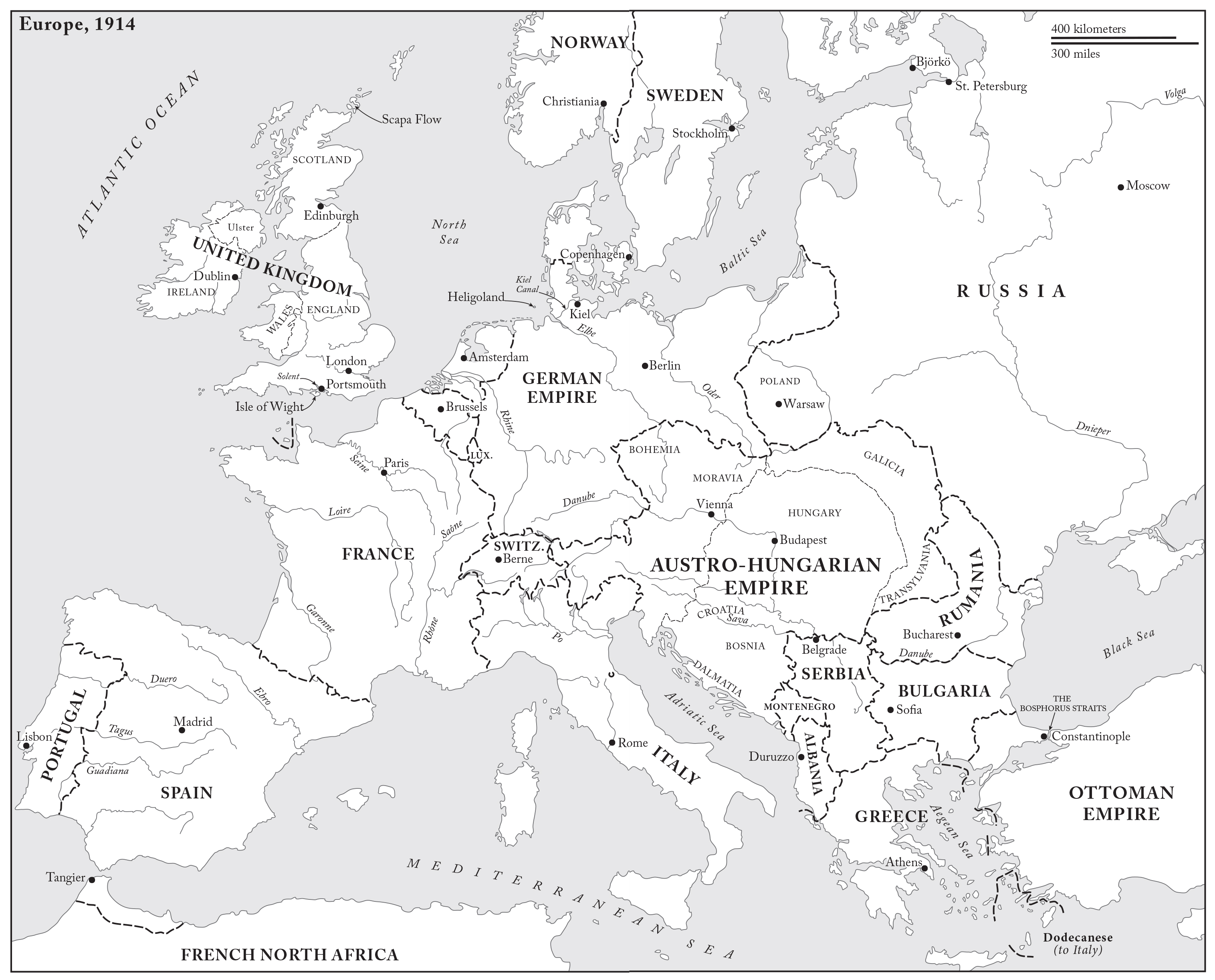 Black And White Map Of Europe 1914